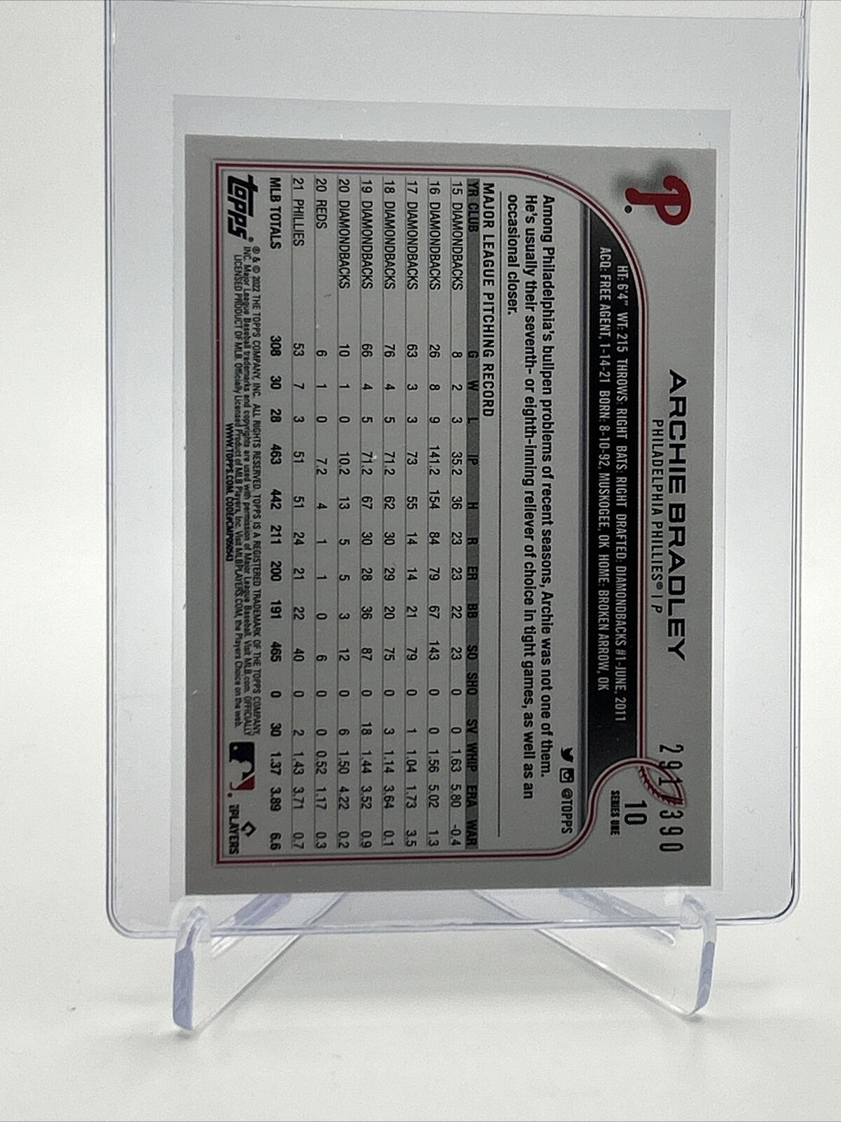 2022 Topps HOBBY FOILBOARD Archie Bradley Baseball Card #10 /390 FREE SHIPPING