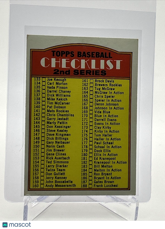 1972 Topps 2nd Series Checklist: 133-263 #103 VG-EX Quality FREE SHIPPING