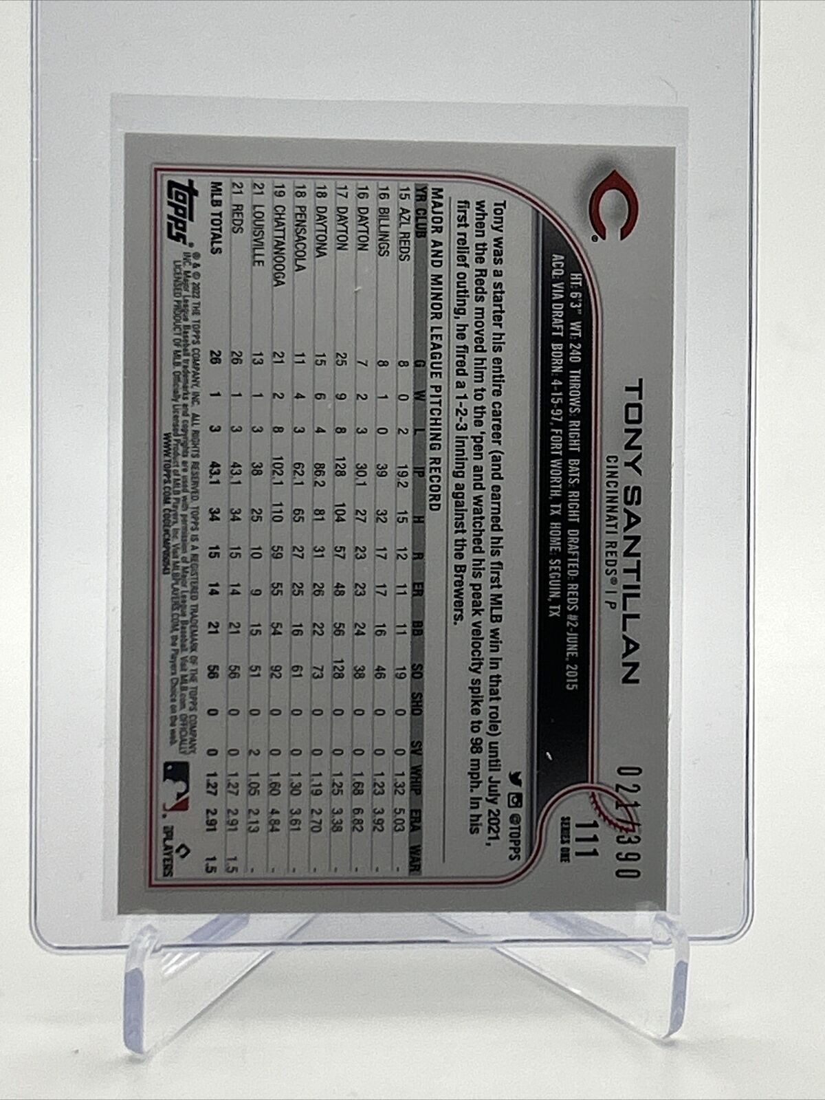2022 Topps HOBBY FOILBOARD Tony Santillan Rookie Card #111 /390 FREE SHIPPING