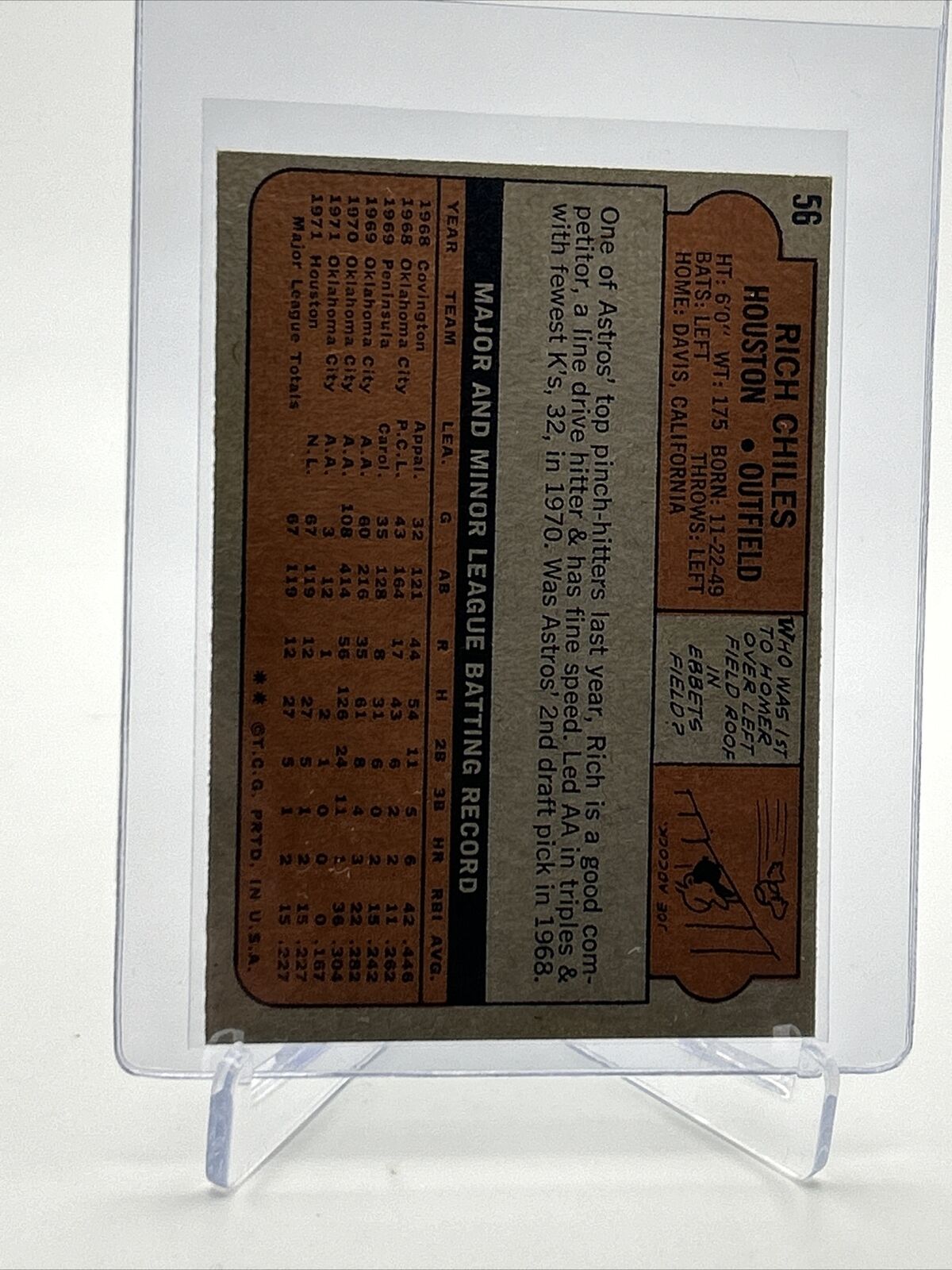 1972 Topps Rich Chiles Rookie Baseball Card #56 VG-EX Quality FREE SHIPPING