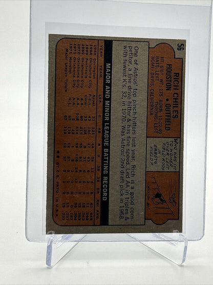 1972 Topps Rich Chiles Rookie Baseball Card #56 VG-EX Quality FREE SHIPPING
