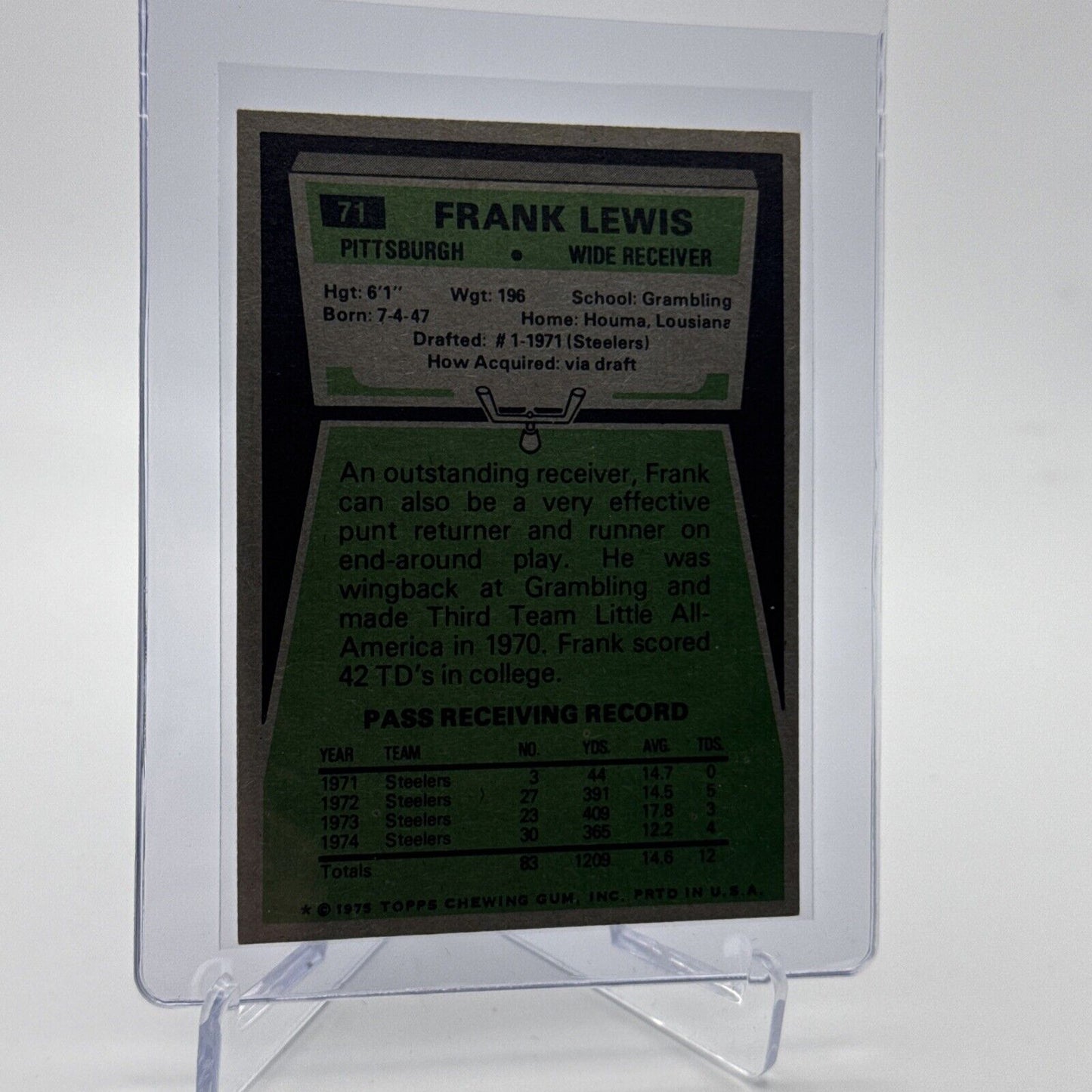1975 Topps Frank Lewis Football Card #71 NM Quality #2 FREE SHIPPING