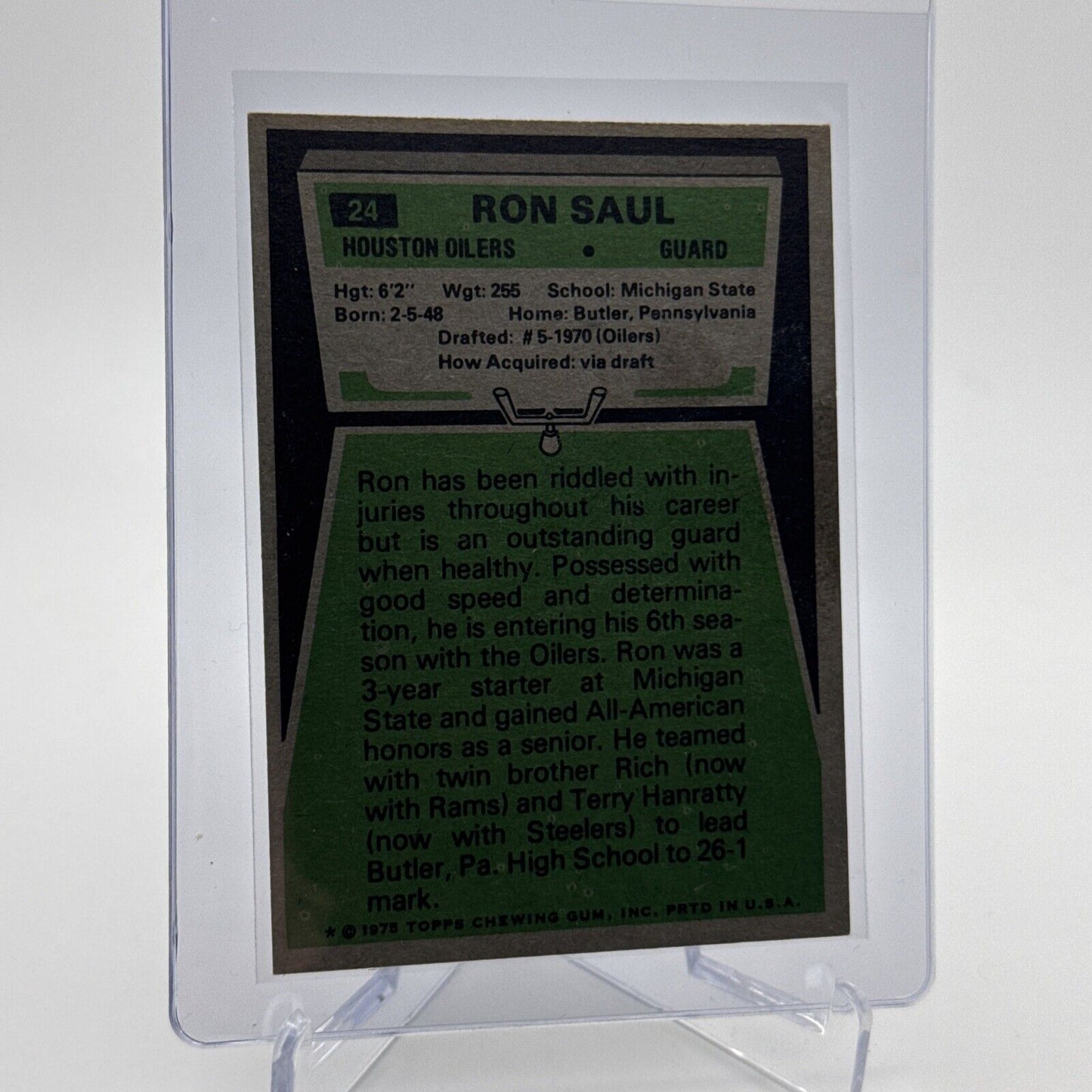 1975 Topps Ron Saul Football Card #24 NM Quality #2 FREE SHIPPING