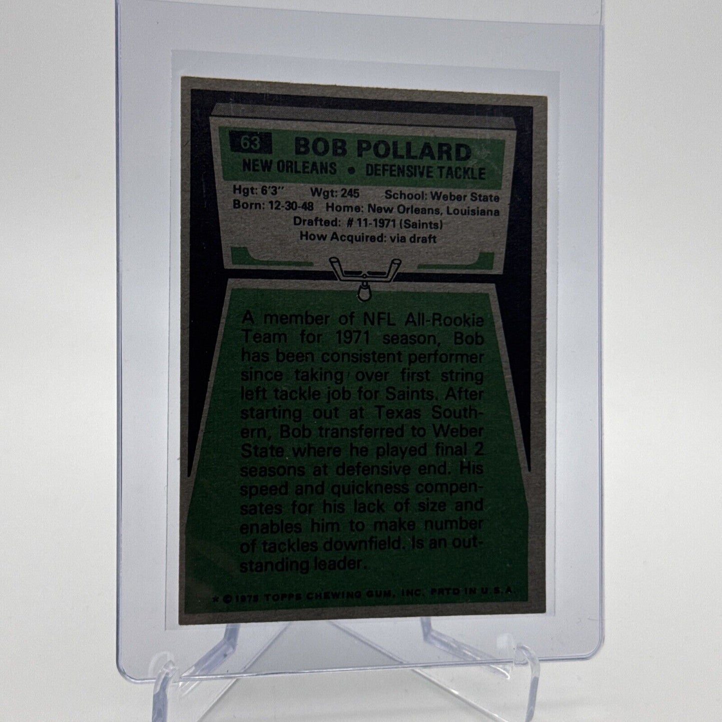 1975 Topps Bob Pollard Football Card #63 NM Quality #2 FREE SHIPPING