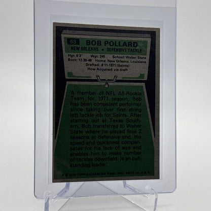 1975 Topps Bob Pollard Football Card #63 NM Quality #2 FREE SHIPPING
