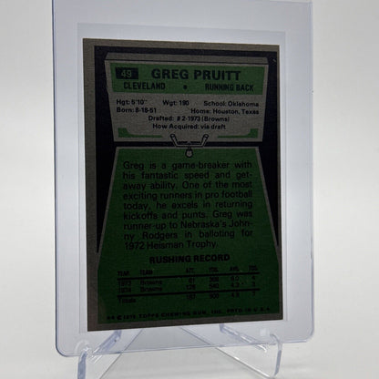 1975 Topps Greg Pruitt Football Card #49 NM Quality #2 FREE SHIPPING