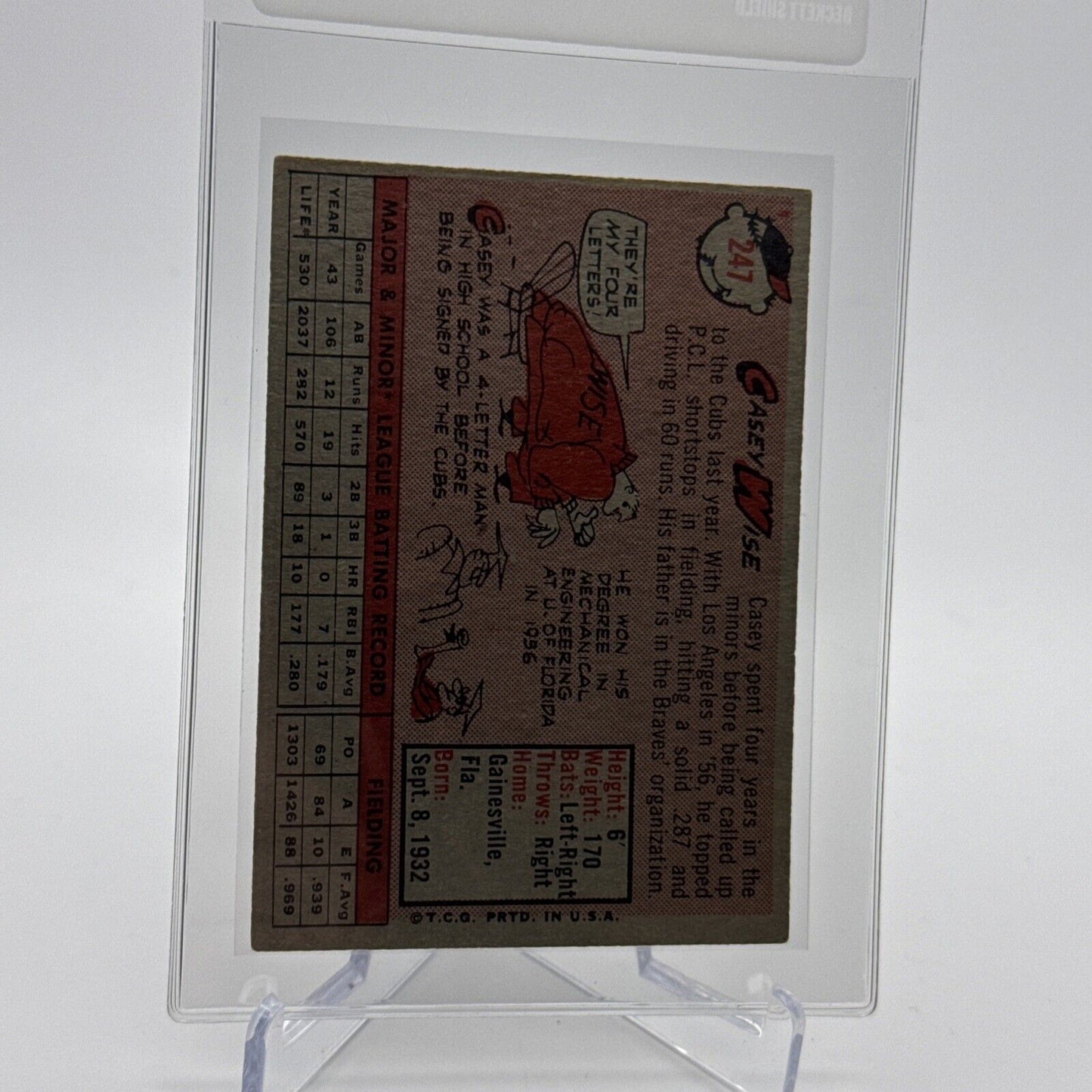 1958 Topps Casey Wise Baseball Card #247 EX Quality #3 FREE SHIPPING