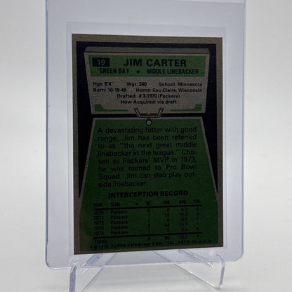 1975 Topps Jim Carter Football Card #19 NM Quality #2 FREE SHIPPING
