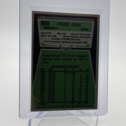 1975 Topps Fred Cox Football Card #53 NM Quality #2 FREE SHIPPING