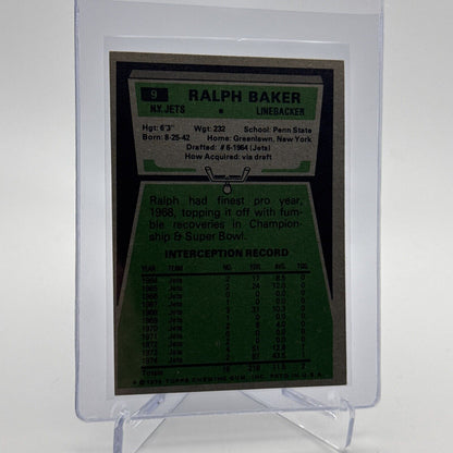 1975 Topps Ralph Baker Football Card #9 NM Quality #2 FREE SHIPPING