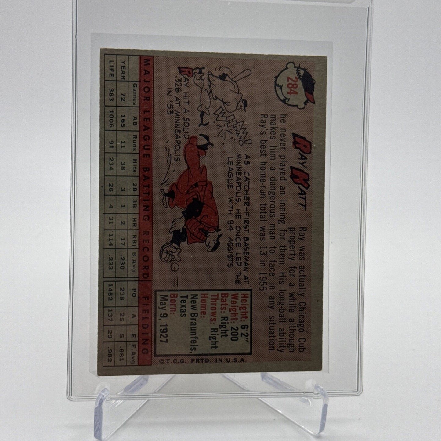 1958 Topps Ray Katt Baseball Card #284 EX Quality #2 FREE SHIPPING
