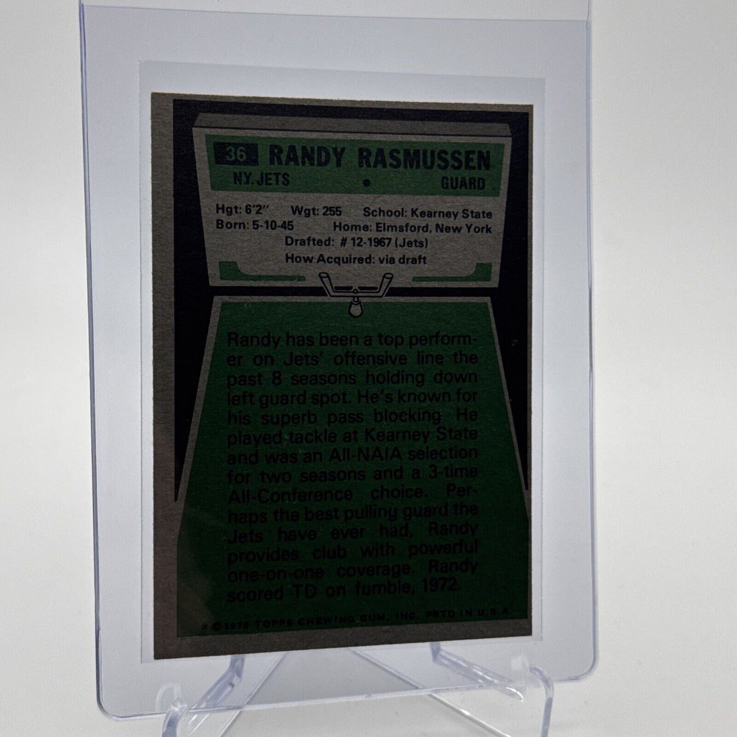 1975 Topps Randy Rasmussen Football Card #36 NM Quality #2 FREE SHIPPING