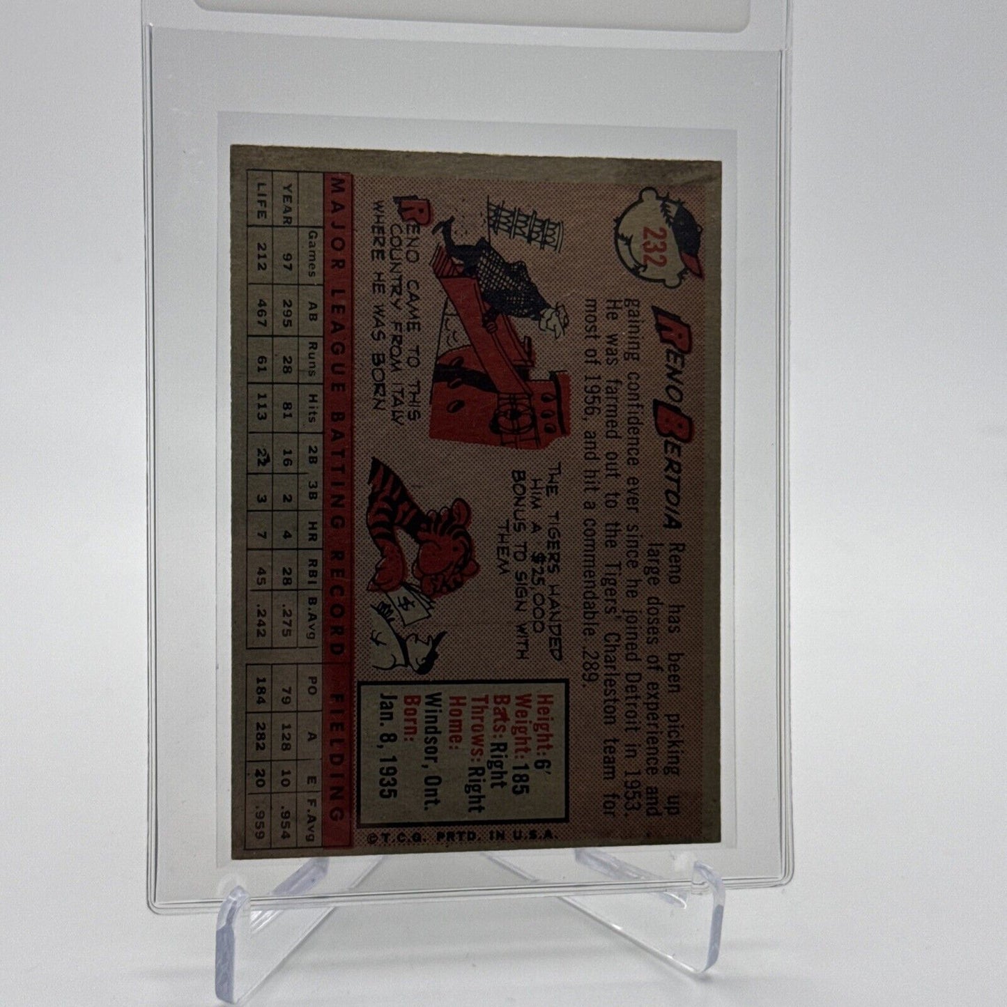 1958 Topps Reno Bertoia Baseball Card #232 EX Quality #2 FREE SHIPPING