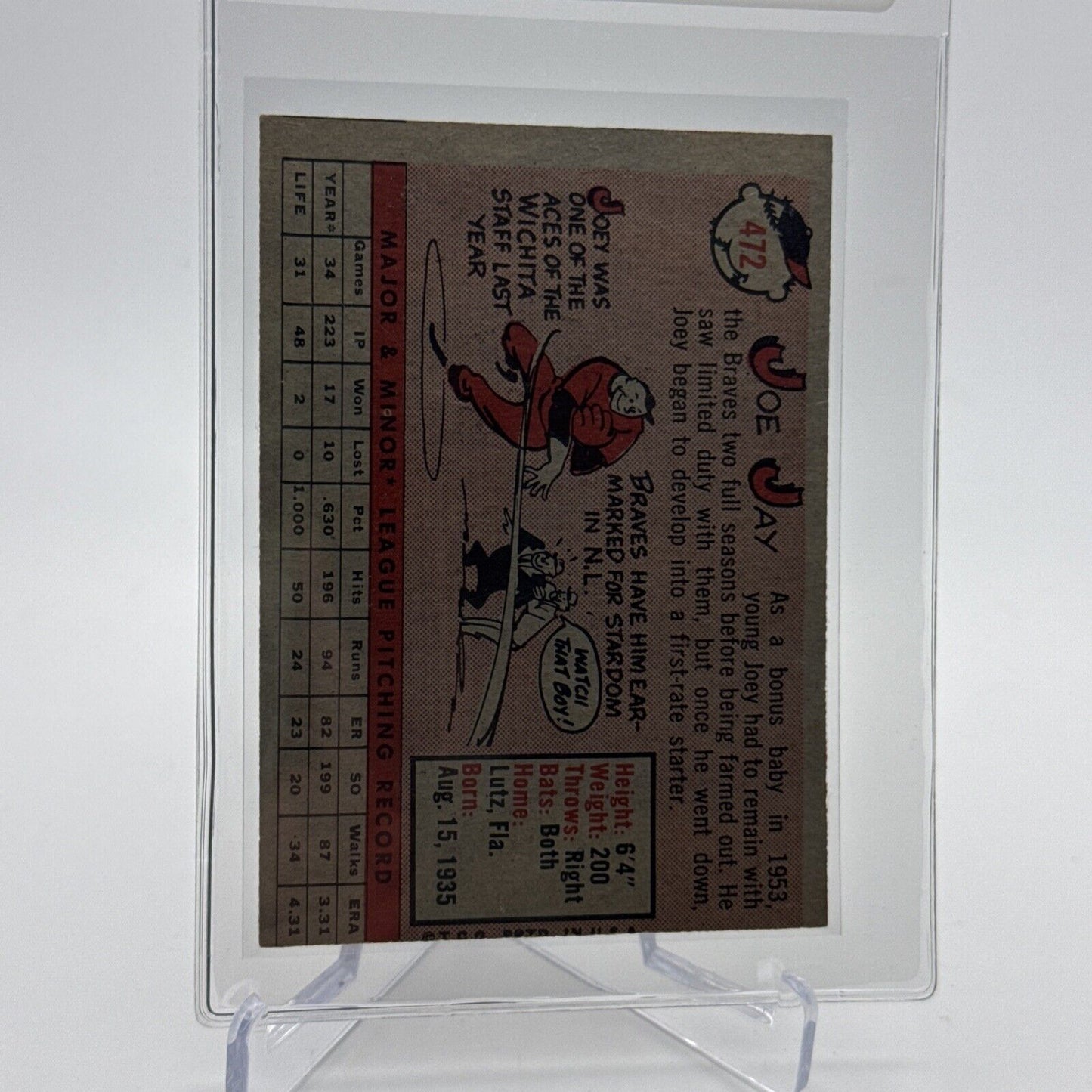 1958 Topps Joe Jay Baseball Card #472 EX Quality #2 FREE SHIPPING