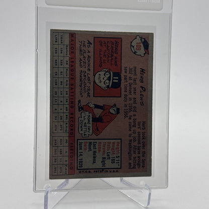 1958 Topps Herb Plews Baseball Card #109 EX Quality #4 FREE SHIPPING