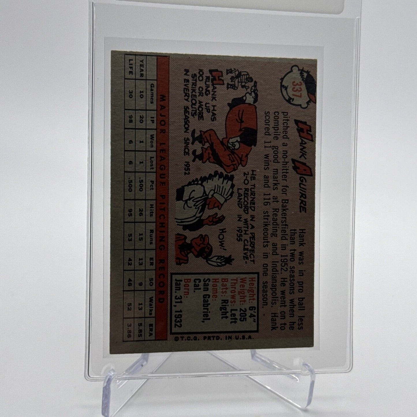 1958 Topps Hank Aguirre Baseball Card #337 EX Quality #3 FREE SHIPPING