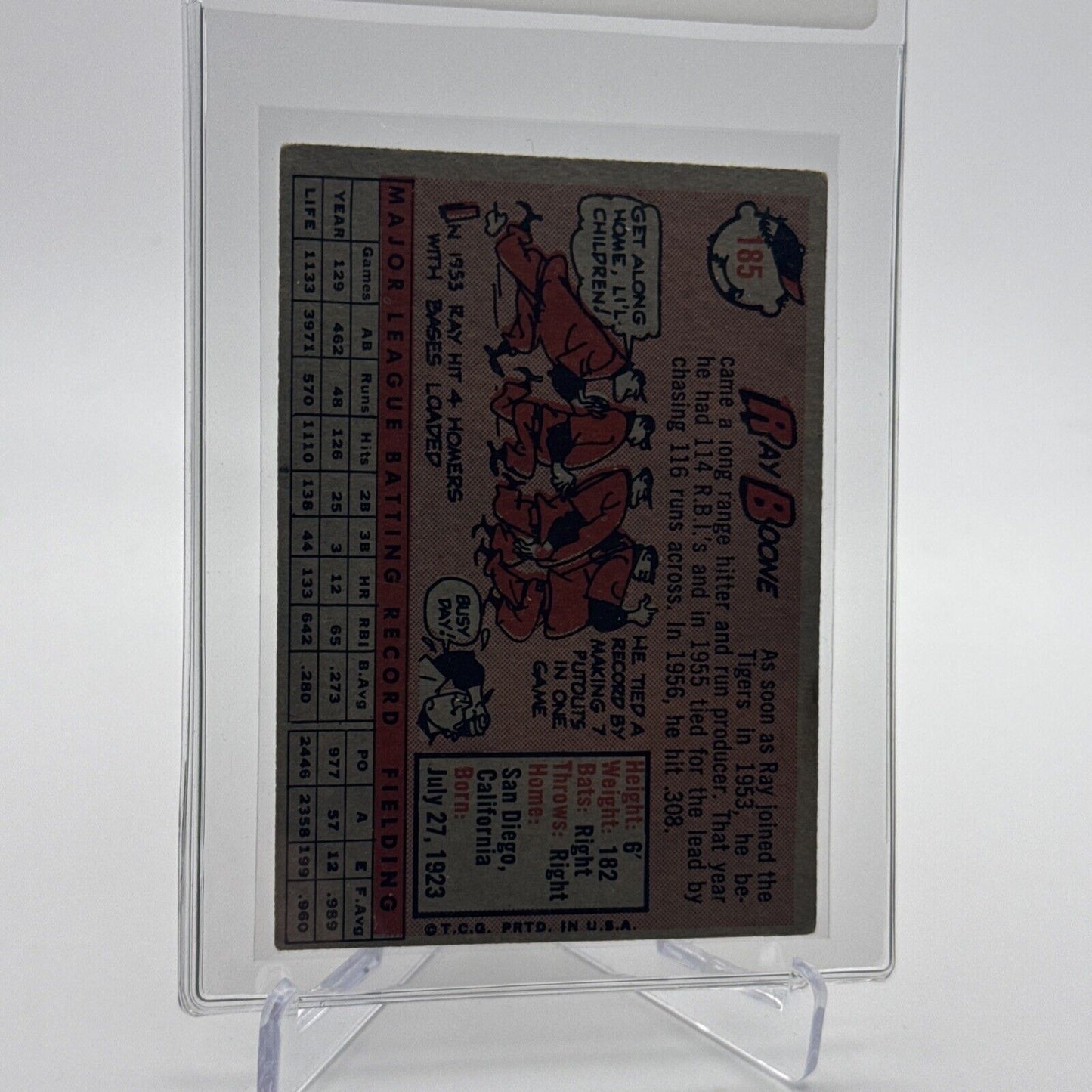 1958 Topps Ray Boone Baseball Card #185 EX Quality #3 FREE SHIPPING