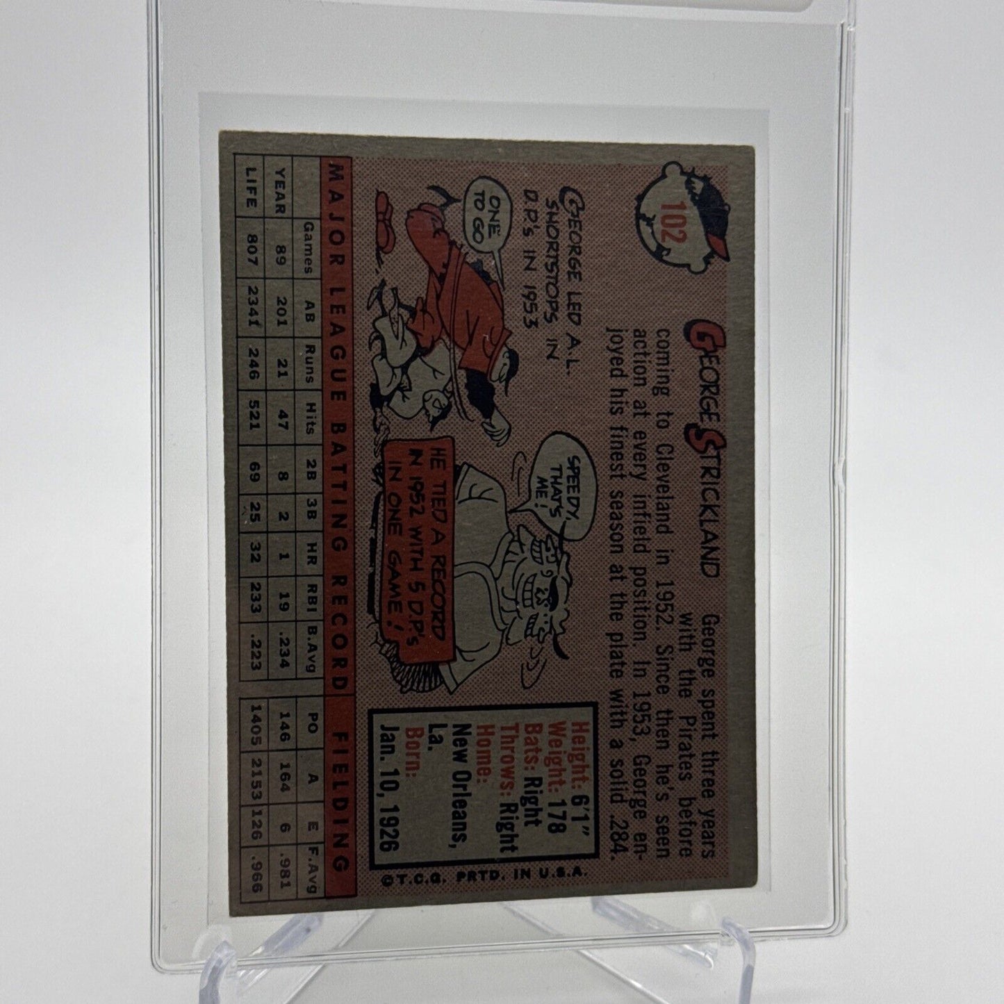 1958 Topps George Strickland Baseball Card #102 EX Quality #3 FREE SHIPPING