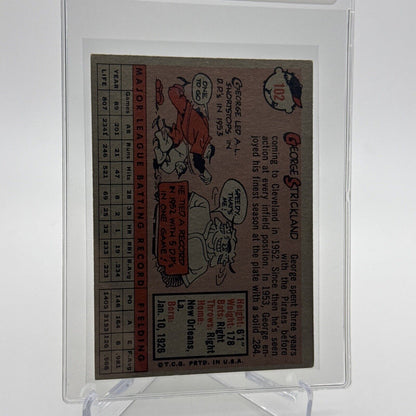 1958 Topps George Strickland Baseball Card #102 EX Quality #3 FREE SHIPPING
