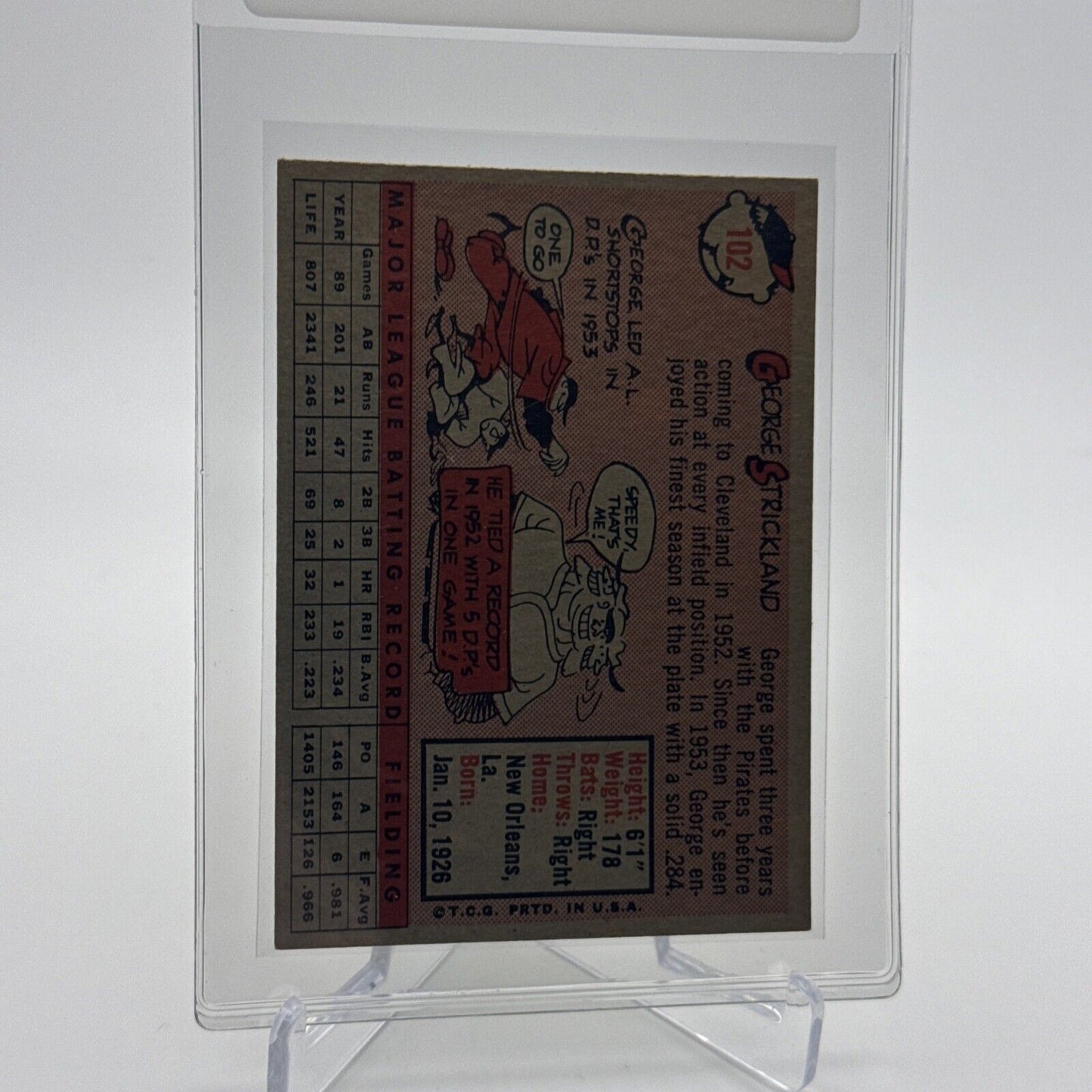1958 Topps George Strickland Baseball Card #102 EX Quality #4 FREE SHIPPING
