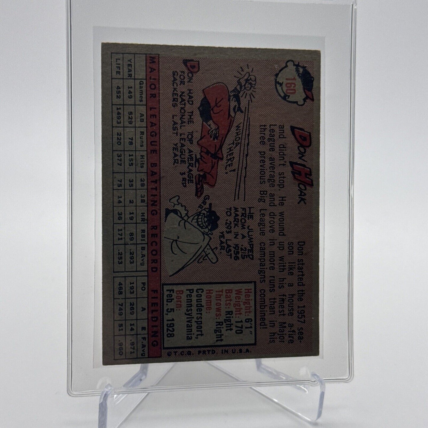 1958 Topps Don Hoak Baseball Card #160 EX Quality #4 FREE SHIPPING
