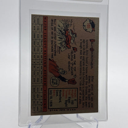 1958 Topps Billy Gardner Baseball Card #105 EX Quality #3 FREE SHIPPING