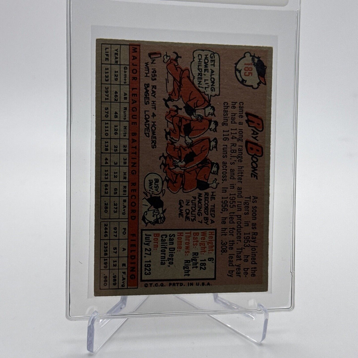 1958 Topps Ray Boone Baseball Card #185 EX Quality #2 FREE SHIPPING