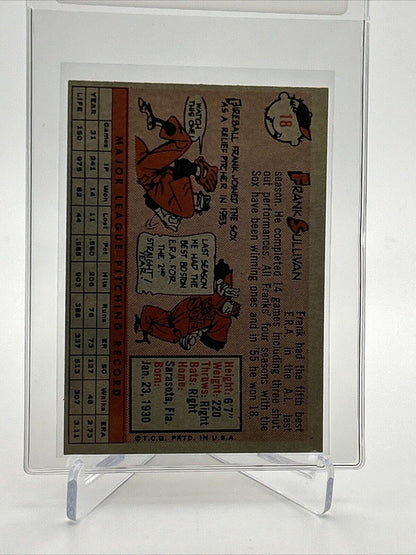 1958 Topps Frank Sullivan Baseball Card #18 EX Quality #5 FREE SHIPPING