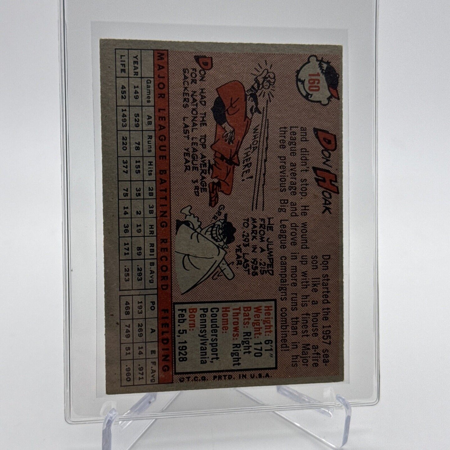 1958 Topps Don Hoak Baseball Card #160 EX Quality #2 FREE SHIPPING