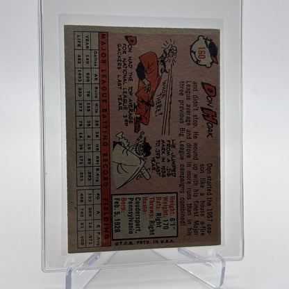 1958 Topps Don Hoak Baseball Card #160 EX Quality #2 FREE SHIPPING