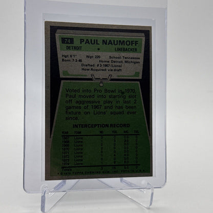 1975 Topps Paul Naumoff Football Card #74 NM Quality #2 FREE SHIPPING