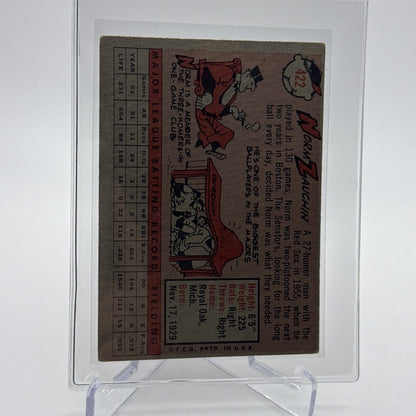 1958 Topps Norm Zauchin Baseball Card #422 EX Quality #2 FREE SHIPPING