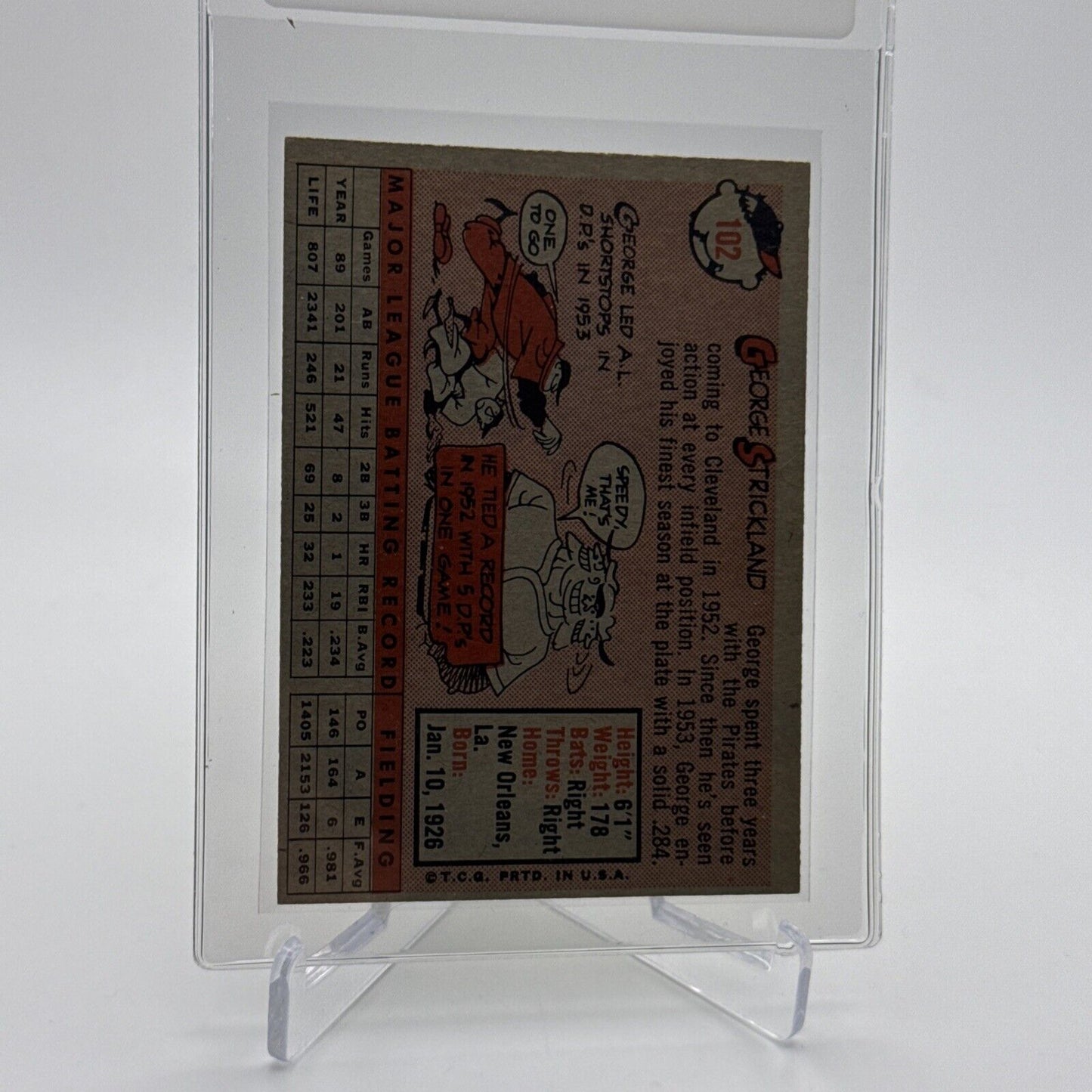 1958 Topps George Strickland Baseball Card #102 EX Quality #2 FREE SHIPPING