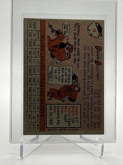 1958 Topps Frank Sullivan Baseball Card #18 EX Quality #6 FREE SHIPPING