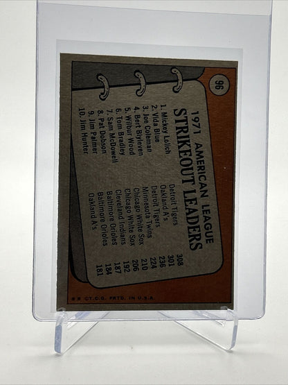 1972 Topps 1971 A.L. Strikeout Leaders Card #96 EX Quality FREE SHIPPING