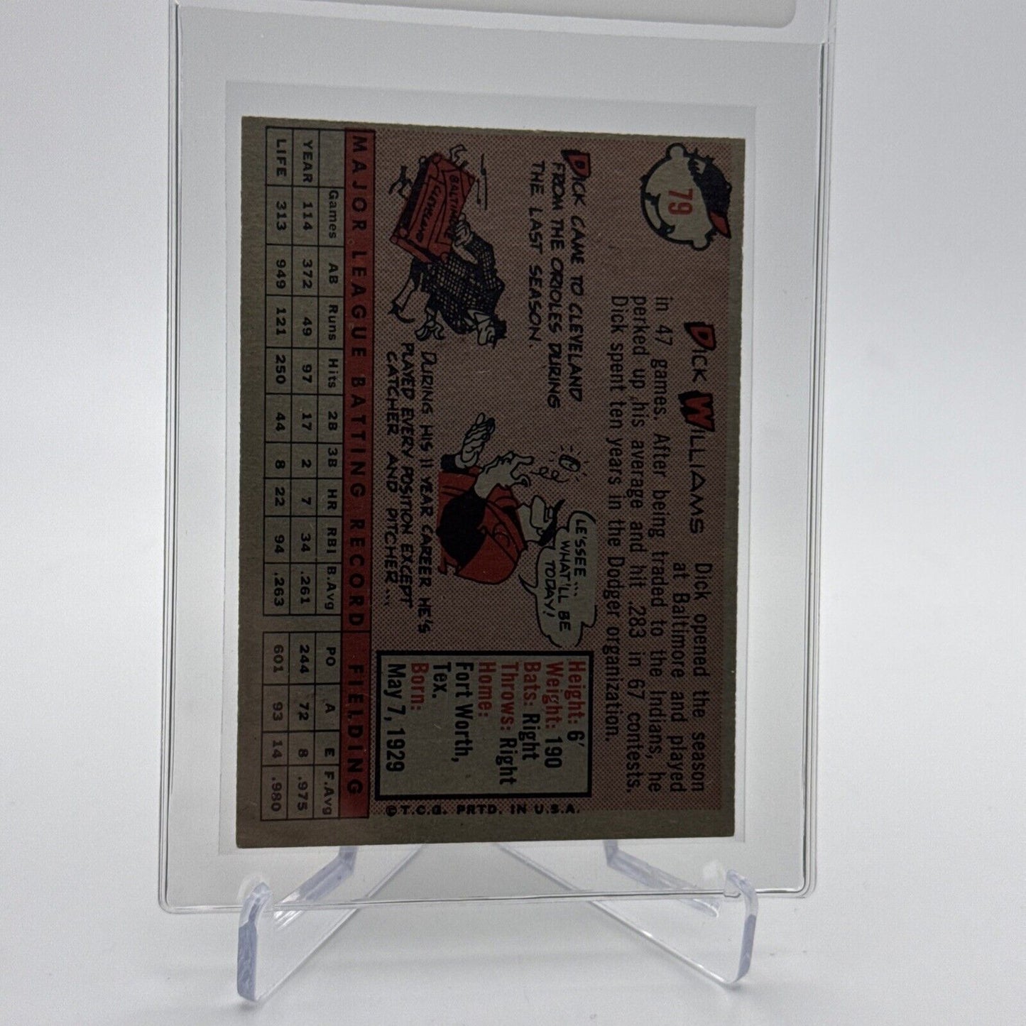 1958 Topps Dick Williams Baseball Card #79 EX Quality #3 FREE SHIPPING