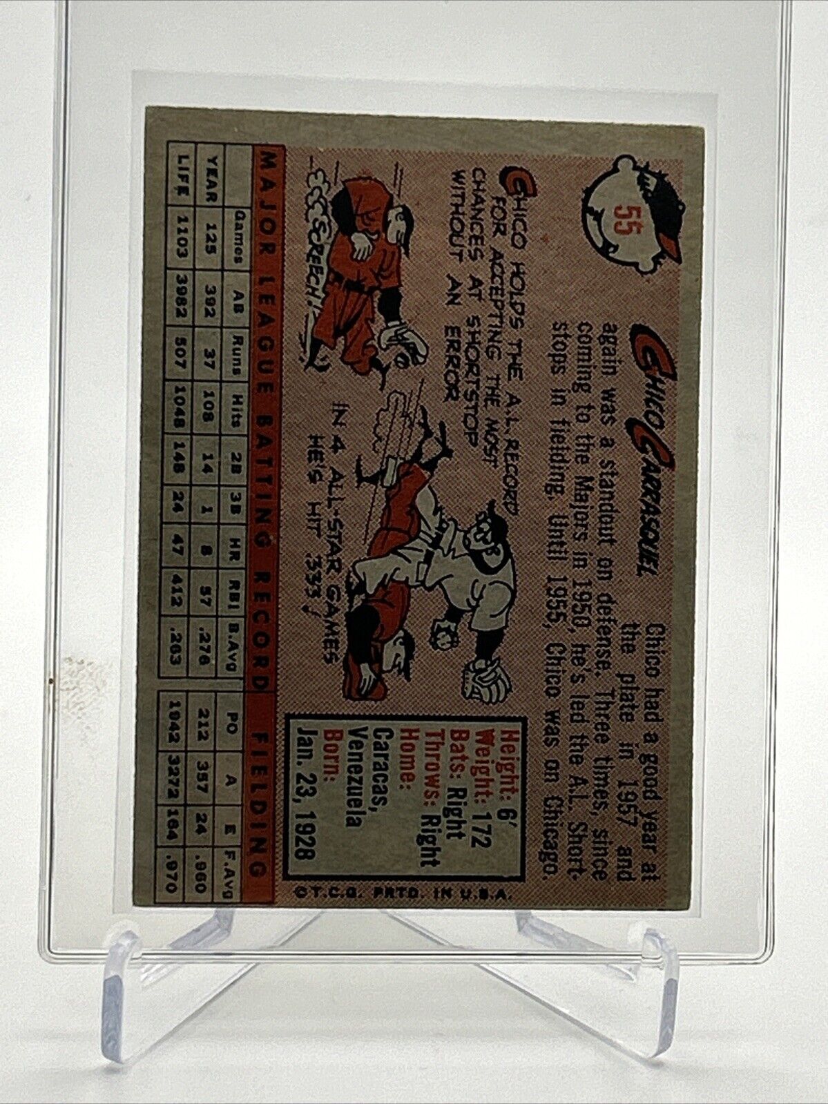 1958 Topps Chico Carrasquel Baseball Card #55 EX Quality #2 FREE SHIPPING