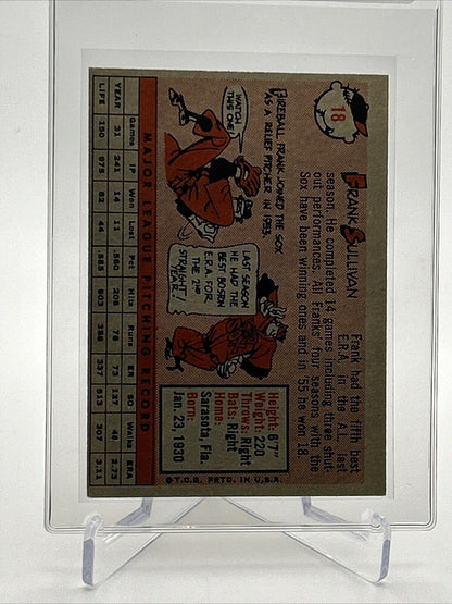 1958 Topps Frank Sullivan Baseball Card #18 EX Quality #4 FREE SHIPPING