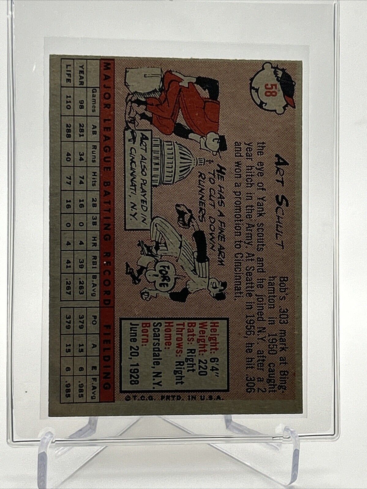 1958 Topps Art Schult Baseball Card #58 EX Quality #2 FREE SHIPPING