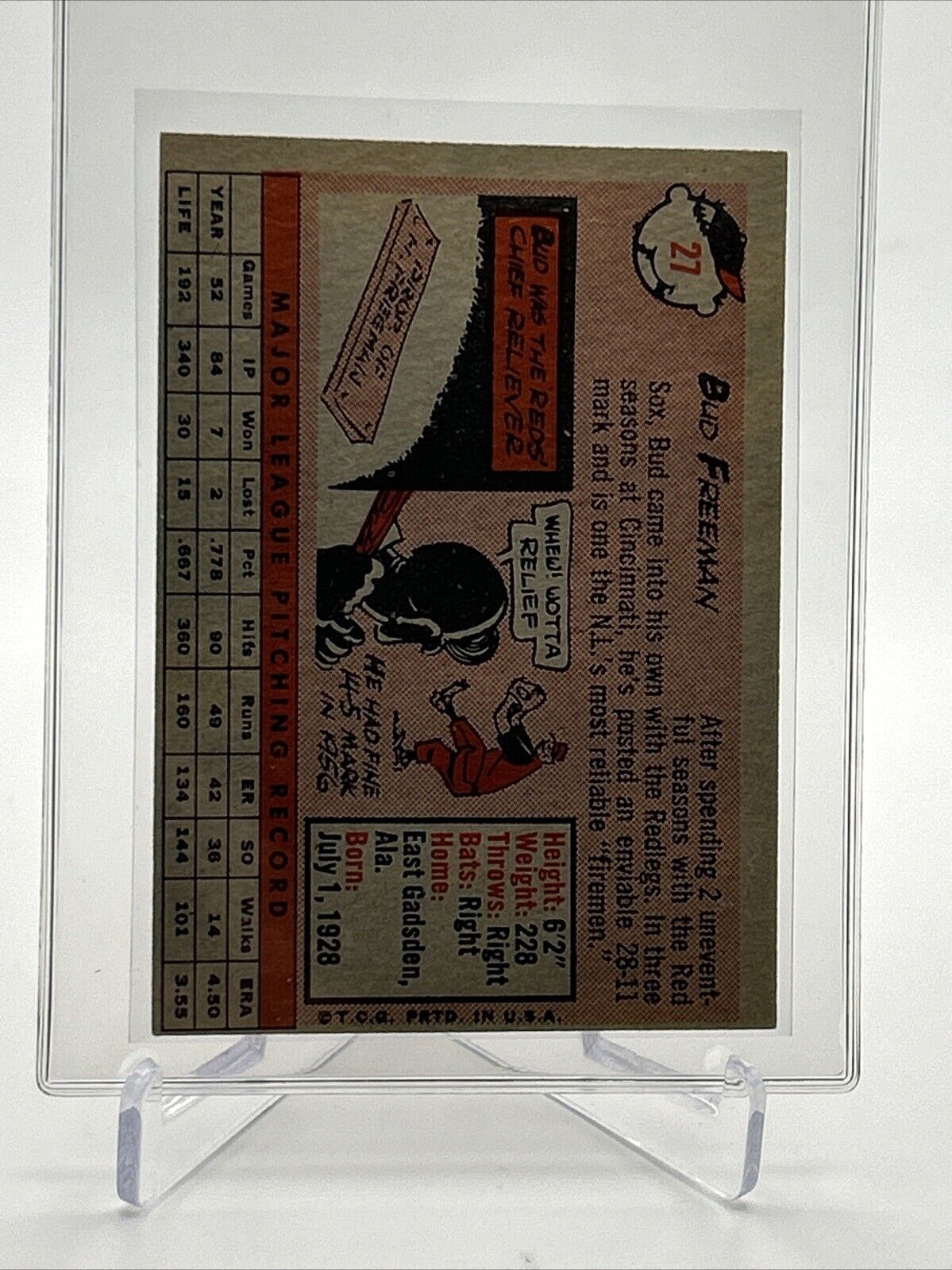 1958 Topps Bud Freeman Baseball Card #27 EX Quality #2 FREE SHIPPING