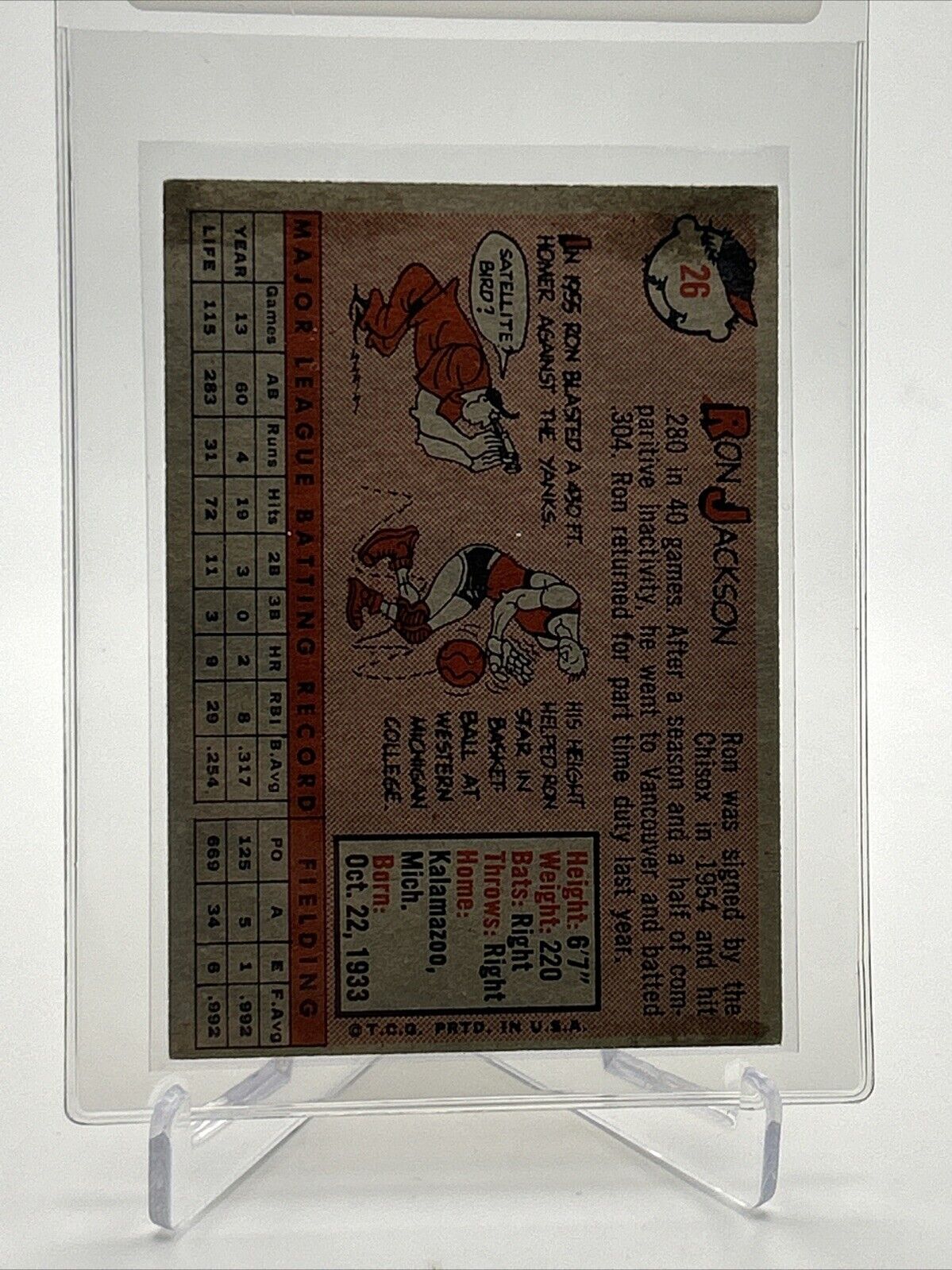 1958 Topps Ron Jackson Baseball Card #26 EX Quality FREE SHIPPING