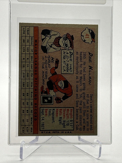 1958 Topps Dave Hillman Baseball Card #41 EX Quality #3 FREE SHIPPING