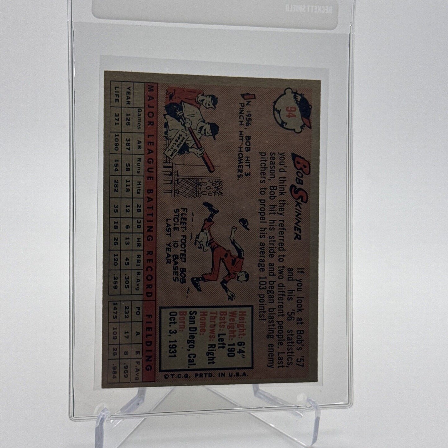 1958 Topps Bob Skinner Baseball Card #94 EX Quality #4 FREE SHIPPING