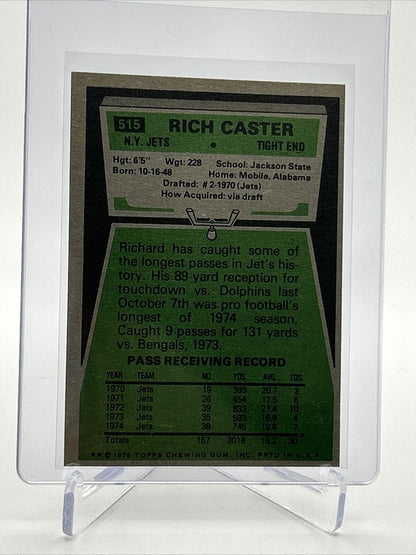 1975 Topps Richard Caster Football Card #515 NM Quality FREE SHIPPING