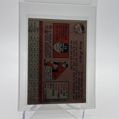 1958 Topps Herb Plews Baseball Card #109 EX Quality #3 FREE SHIPPING