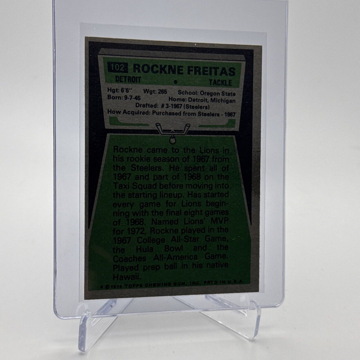 1975 Topps Rockne Freitas Football Card #102 NM Quality FREE SHIPPING