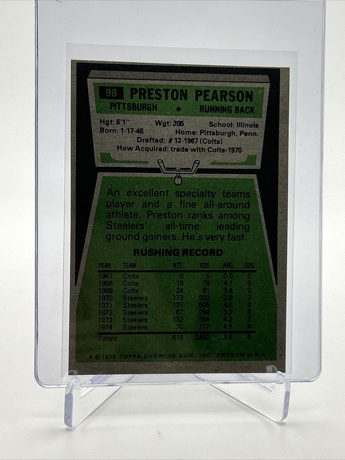 1975 Topps Preston Pearson Football Card #98 NM Quality FREE SHIPPING