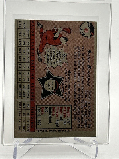 1958 Topps Smoky Burgess Baseball Card #49 EX Quality #4 FREE SHIPPING
