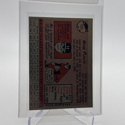 1958 Topps Herb Plews Baseball Card #109 EX Quality #5 FREE SHIPPING