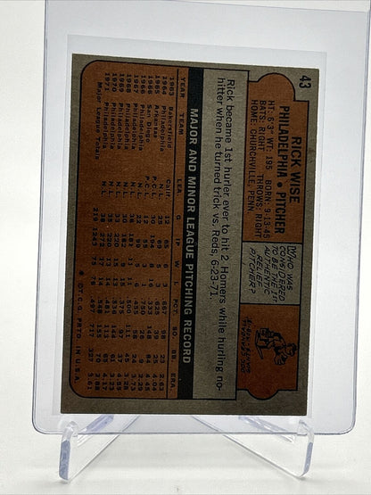 1972 Topps Rick Wise Baseball Card #43 EX Quality FREE SHIPPING